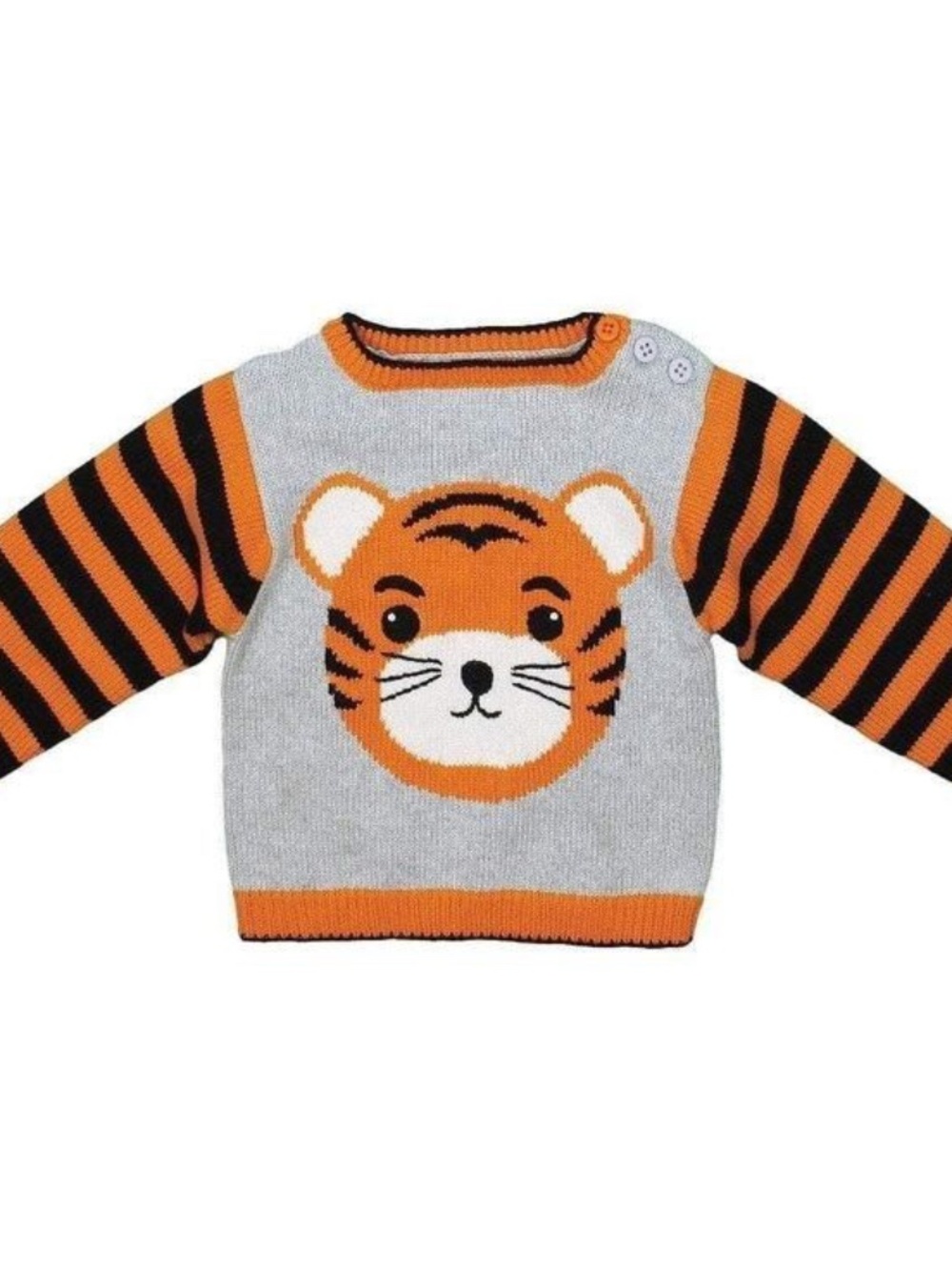 Zübels Orange, Black, Gray Tiger Knit Sweater | 18M